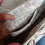 Grossi cream bow front pebble leather mini crossbody purse Gold Photo 7