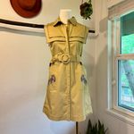 Lyn Around Yellow Tan Large Collared Sleeveless Tiger Embroidered Dress Size 4 Photo 15