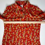 CAbi  Red Floral Button Down Shirt Small Lightweight Office Modest Career Layers Photo 7