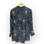 ZARA  Blue 100% Viscose Snake Print Hi Low Tie Neck Blouse Shirt Top Size Medium Photo 3