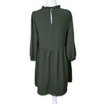 Loft Army Green Long Sleeved Swiss Dot Swing Dress Small Petite Casual Modest Photo 4