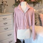 Cloud Chaser Plush Pullover Powder Blush Quarter Zip Cropped Top Womens Large  Photo 10