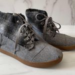 Toms Highland Tartan Grey Foldover Lace Up Ankle Boots Wool Blend Womens Sz 5 Photo 0