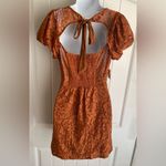 Free People Pretty Penny Burnt Orange Soft Lace Puff Sleeve Mini Dress Sz Small Photo 4