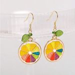 Citrus Slice Earrings with Gold Accents Green Photo 0
