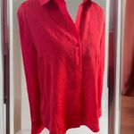 Anne Klein  Vibrant Red sequin Button-Down Shirt Photo 4