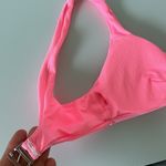 Ribbed Crop Bikini Top Swimsuit with Front Tie Hot Pink / Size XS Photo 5