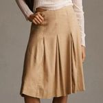 Maeve by Anthropologie Wide-Pleated Khaki Linen Blend Midi Skirt - Sz 10 ๐งก๐ Photo 0