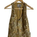Laundry by Shelli Segal Gold Embroidered Sleeveless V-Neck Formal Gown Size 10 Photo 1