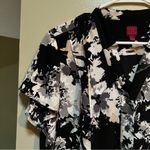 212 Collection Button Down Blouse Short Sleeve Black White Floral L Size L Photo 3
