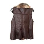JKT Vegan Leather Fur Vest Dark Brown Medium‎ Photo 1