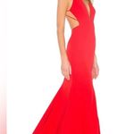 Fame and Partners Surreal Dreamer Red Deep V-Neck Open Back Gown SZ 2 Photo 4