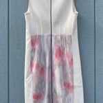 Tahari White Shift Dress With Pink Floral Detail Photo 3