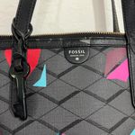 Fossil Sydney Tote Bag Purse  Gray Coated Geometric  Black Multi Photo 2