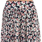 J.Crew NEW Navy Blue White Floral Print Pleated Knee Length A-Line Skirt Size 6 Photo 3