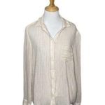 Lulus  Cream Sheer Button Front Collard Shirt Size Large. Womens Beach Resort Photo 6