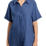 Eileen Fisher  ORGANIC LINEN SHORT SLEEVE BUTTON DOWN SHIRT SIZE S LAGENLOOK Photo 0