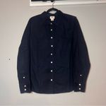 J.Crew  Haberdashery Button Up Shirt Blouse Navy Blue Size Large Stretch Photo 2