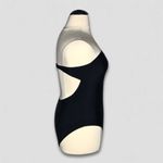 Aerie One Piece Swimsuit Strapless Bandeau Front Cut-Out Clasp Back Black sz XL Photo 2