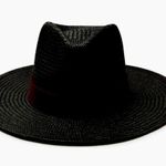 Karen Kane Black straw hat with contrast trim.OS. Photo 0