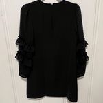 Ann Taylor Black Statement Ruffle Swiss Dot Sleeve Shift Dress Size 0P NWOT Photo 1