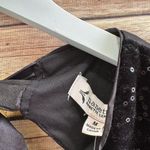 Nanette Lepore Blouse Women’s Size Medium Black Sequin Velvet Satin Tie Back NWT Photo 3