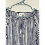 Gap Women's Cotton Tie-Neck Long Sleeve Peasant Top Blouse Striped Blue Medium Photo 1