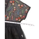 ZARA  BASIC‎ COLLECTION top M black sheer mesh embroidered babydoll shirt floral Photo 3