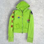 Johnny Was JWLA  Vtg Y2K Green Floral State Champions #7 Embroidered Hoodie Sz S‎ Photo 1