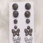 6 Butterfly & Ball Stud Earrings Dark Silver // Lot, Bundle, Set Photo 1