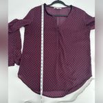 Daniel Rainn  Size Medium Womens Blouse Shirt Top Sheer Geometric Print Red Blue‎ Photo 10