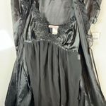 Linea Donatella  Black Satin Robe with Lace Detail Photo 4