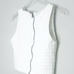Alice + Olivia Eryn Check Jacquard Textured Knit White Exposed Zip Crop Top Photo 7