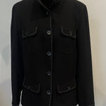 Covington Elegant Black Women's Jacket with Button front and white stitch  Detailing Photo 0