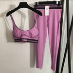 Alo Yoga Pink Crop Top And Leggings Set Photo 0
