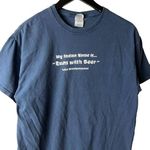Vintage Y2K My Indian Name Beer Tee T Shirt Blue Large L Statement Humor Graphic Photo 1