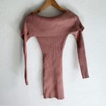 ZARA Ribbed Off Shoulder Bodycon dress Mauve Sz Medium Instagram favorite Photo 2