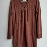 prAna  Cozy Up Hemp Blend Long Sleeve Sweater Dress Size Small Relaxed Fit Orange Photo 0