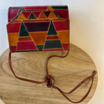 Vintage Patchwork Genuine Leather India Made Square Small Crossbody Bag Tan Photo 1