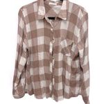 Maurice's Maurice’s Buffalo Plaid khaki and white Button Down Shirt size large Photo 0