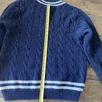 Brandy Melville Navy Wool Blend V Neck Sweater Fisherman cable Knit OS NEW Photo 9