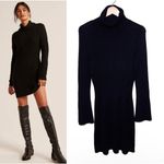 White House | Black Market Womens Silk Wool Turtleneck Sweater Dress Size XL Black Photo 1
