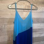Lulus Turquoise & Blue Colorblock Sheer Breezy Maxi Cover Up Dress Photo 4
