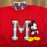 VTG 90s USA Made Mickey Unlimited Red Plaid Collar Sweatshirt Womens M Disney Size M Photo 1