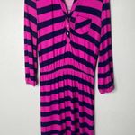 Lilly Pulitzer  Pink Blue Striped Long-sleeved Preppy Beckett Dress Small Photo 0