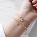 Super Cute CZ Star Charm Bracelet Gold Photo 0