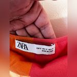 ZARA Colorblock Midi Orange & Pink Halter Dress Size Small Photo 2