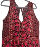 Free People  Boho Red Black Floral Crop Jumpsuit Size Medium Photo 3
