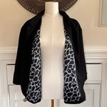 Sandro Black Button-Front Swing Blazer | Giraffe Print Lining | 3/4 Sleeve (2X) Photo 2