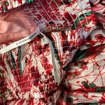 Anthropologie red white floral tiered ruffle tropical smocked skirt size XL Photo 6